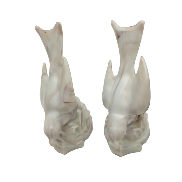 L e Smith Almond Nouveau Slag Glass Bird Figurines - Picture 6 of 6